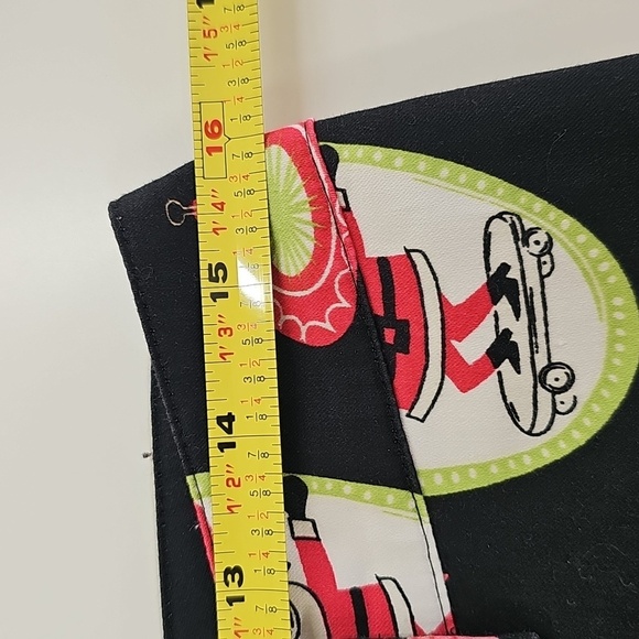 itw Brand Straight Leg Kitsch Christmas Pants, Vtg Inspired Print Blk Pink Green - Picture 7 of 9